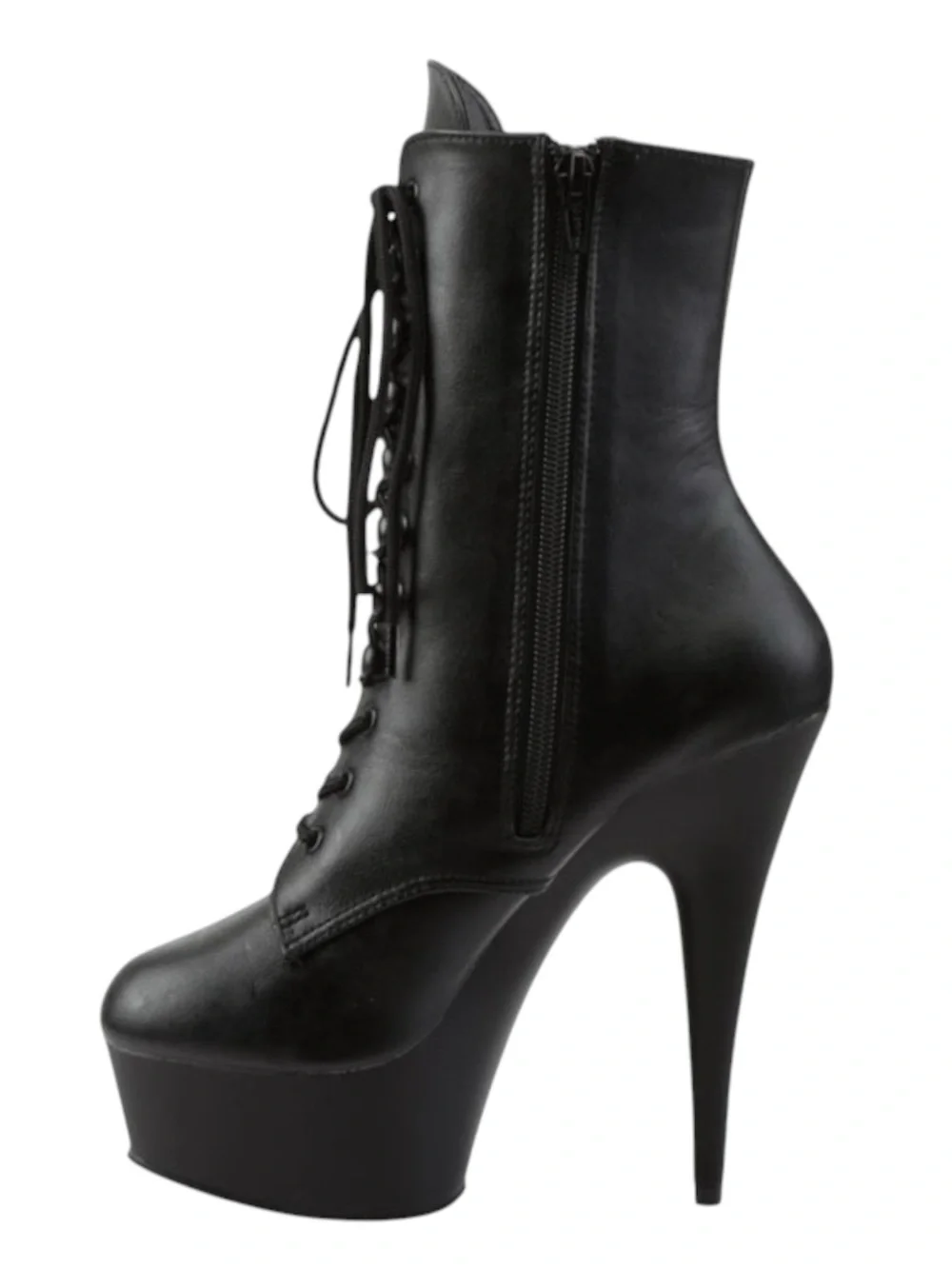 new Pleaser 𖤐 Delight 1020 Platform Stiletto Lace Up Boot 𖤐 Black Faux Leather